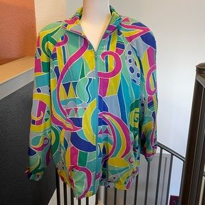 Vintage 80s zip up windbreak jacket colorful